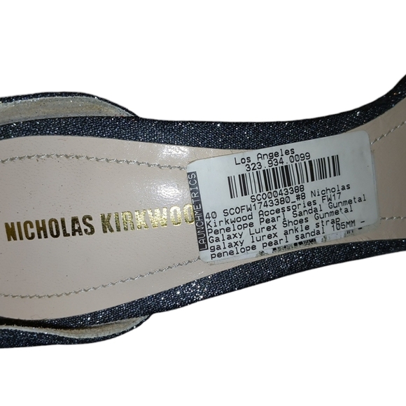 Nicholas Kirkwood Penelope Pearl High Heels Ankle Strap Gunmetal Sandals size 10 - Picture 10 of 11